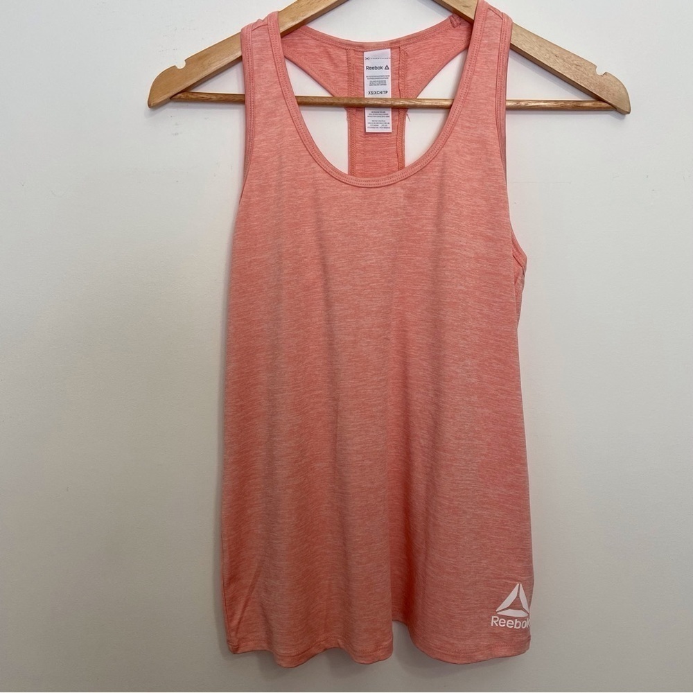 Reebok XS Racerback Tank Top Orange Peach Gym Yoga Running Athleisure - Picture 3 of 14